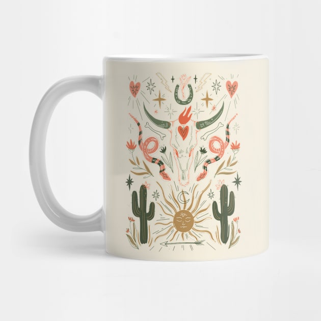 Desert Boho Elements Cactus Sun Snakes Bohemian Design by SLAG_Creative